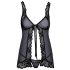 Poljubi me - odprt babydoll (črn) - L/XL