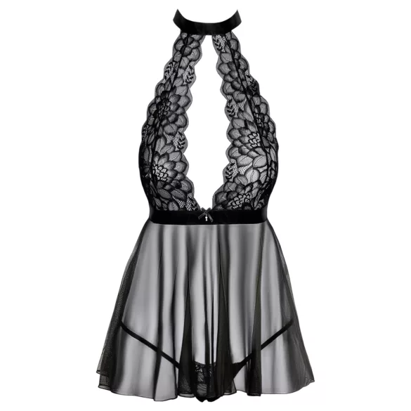 Kissable - babydoll čipkast z naramnico za vrat - črna