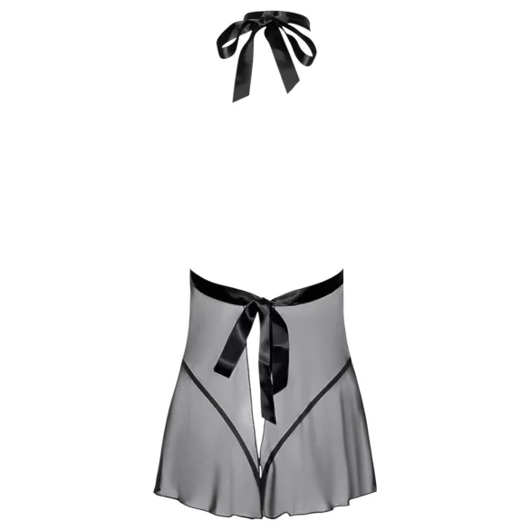 Kissable - babydoll čipkast z naramnico za vrat - črna - L/XL