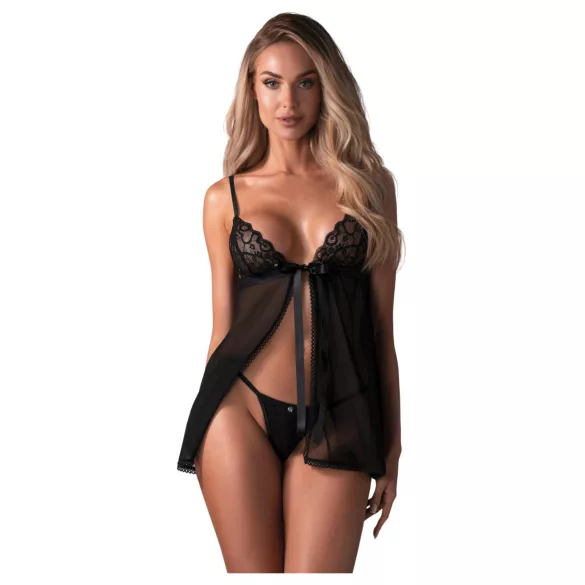Obsessive - babydoll komplet - čipkast, črn - M/L