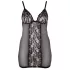 Cottelli Plus Size - prosojna seksi spalna srajca s čipko - črna - 3XL