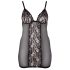 Cottelli Plus Size - črna prosojna čipkasta nočna obleka - 4XL