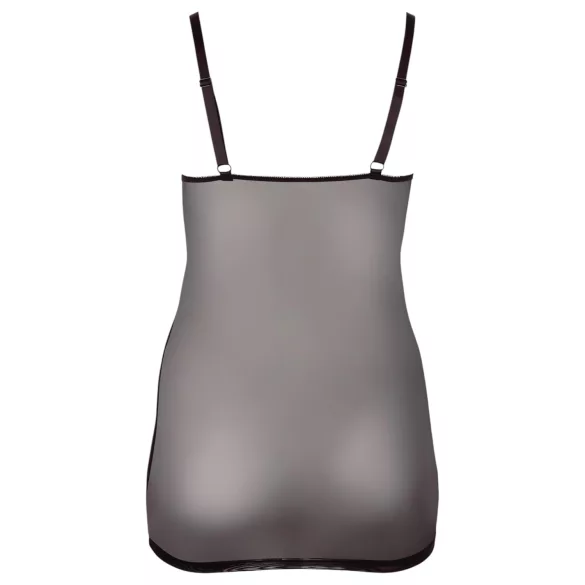 Cottelli Plus Size - prosojna seksi spalna srajca s čipko - črna - 4XL