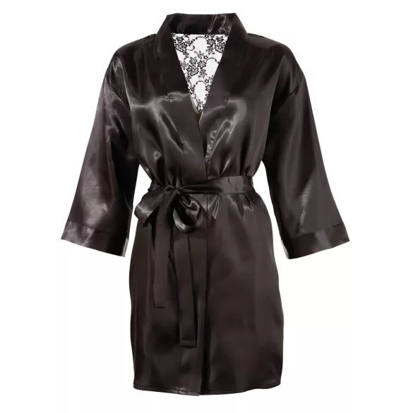 Cottelli - kratka halja - saten in čipka - črna - L/XL