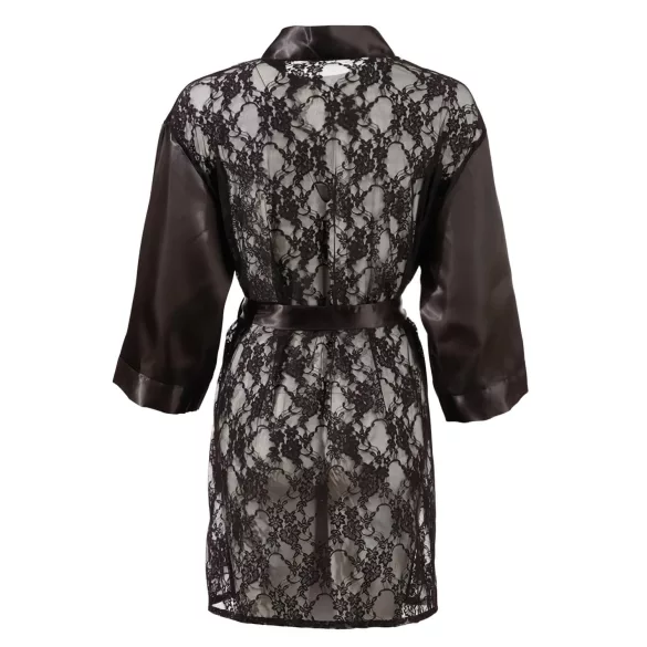 Cottelli - kratka halja - saten in čipka - črna - L/XL