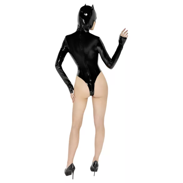 Black Velvets - erotični body z dolgimi rokavi - črna