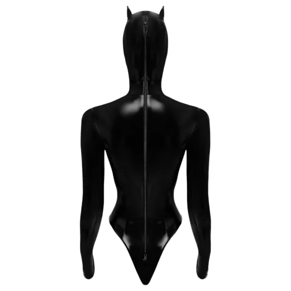 Black Velvets - erotični body z dolgimi rokavi - črna - L