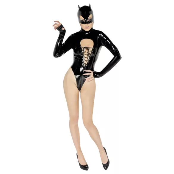 Black Velvets - erotični body z dolgimi rokavi - črna - XL