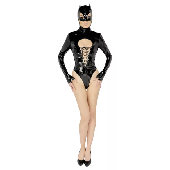Black Velvets - erotični body z dolgimi rokavi - črna - XL