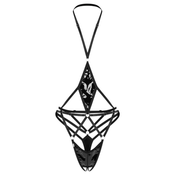 Obsessive Keira Lise - odprt body s trakovi - črna - L/XL