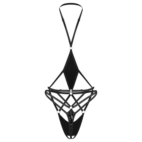 Obsessive Keira Lise - odprt body s trakovi - črna - L/XL