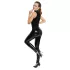 Black Level - ženski catsuit z zadrgo - sijajni črn