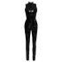 Black Level - ženski catsuit z zadrgo - sijajni črn
