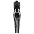 Black Level - ženski catsuit z zadrgo - sijajni črn - M
