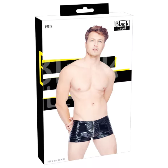 Black Level - moške kratke hlače z zadrgo - črne - M