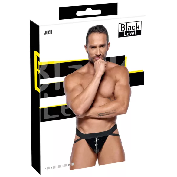 Black Level - moške jock hlačke z zadrgo - črne