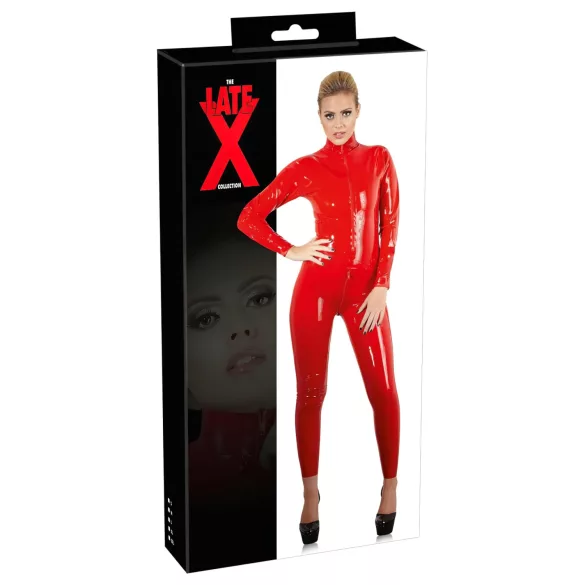 LATEX - ženski kombinezon z dolgimi rokavi - rdeča - L