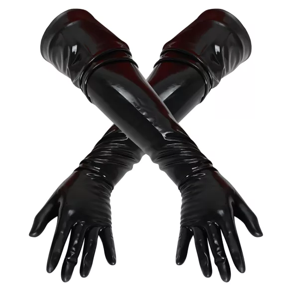 LATEX - dolge unisex rokavice - črna - lateks - L