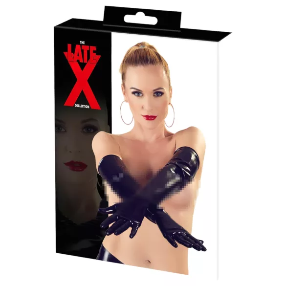 LATEX - dolge unisex rokavice - črna - lateks - XL