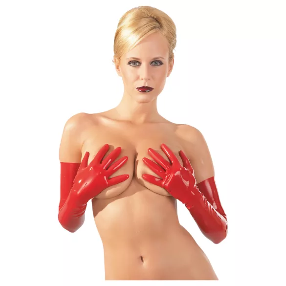 LATEX - dolge uniseks rokavice - rdeče - L