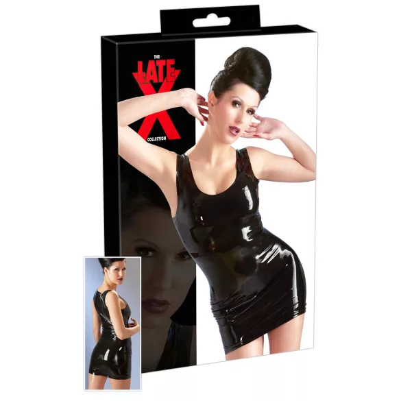 Latex - mini obleka brez rokavov - črna - S