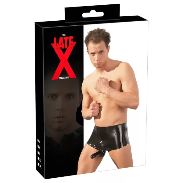 Latex boksar + penisni tulec (črn) - L/XL