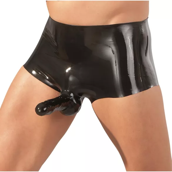 Latex boksar + penisni tulec (črn) - L/XL