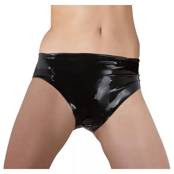 Latex ženske hlačke z notranjim dildom (črne)