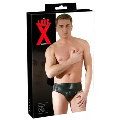   Latex moške spodnjice z notranjim analnim dildo penisom (črne) - M
