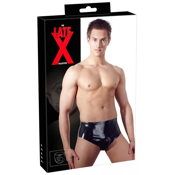 Latex - moške spodnjice z notranjim stožčastim analnim dildom - črne