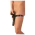 LATEX - hlačke z notranjim in zunanjim dildo - črne - S-L