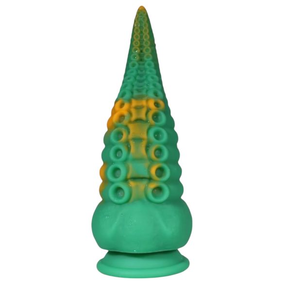 Octopuss Zajedavec - polip dildo, 21 cm (zelena-rumena)