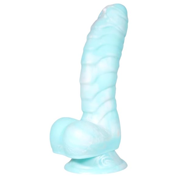 OgazR Morska kača - rebrasto dildo - 17 cm (modro-bela)