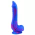 Inkipus - dildo s testisi - silikonski - 18 cm - modro-roza