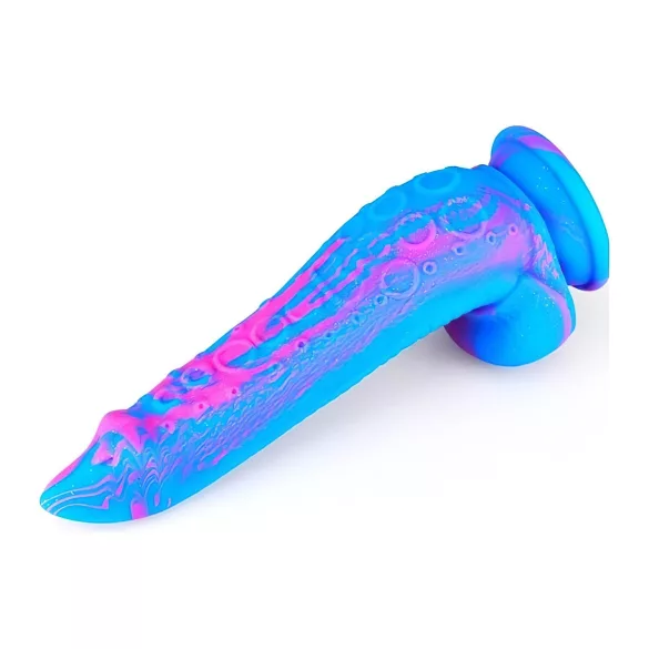Inkipus - dildo s testisi - silikonski - 18 cm - modro-roza