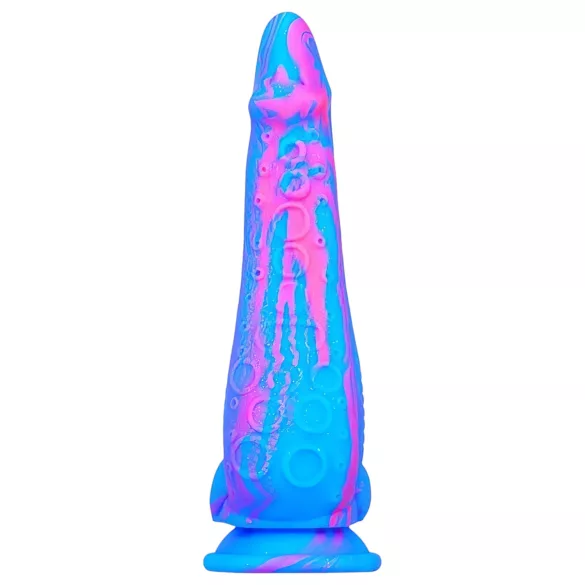 Inkipus - dildo s testisi - silikonski - 18 cm - modro-roza