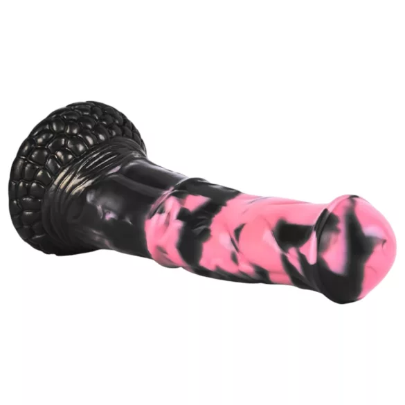 Bad Horse - silikonski dildó v obliki konjskega penisa - 18 cm (črno-rožnat)