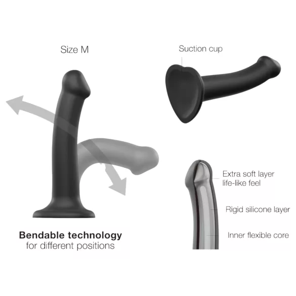 Strap-on-me - dvojni dildo - dvojna plast - črna