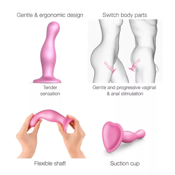 Strap-on-me Curvy S - valovit dildo z priseskom (roza)