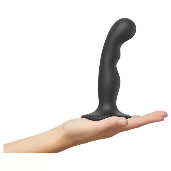 Strap-on-me P&G S - ukrivljen dildo s priseskom - črna