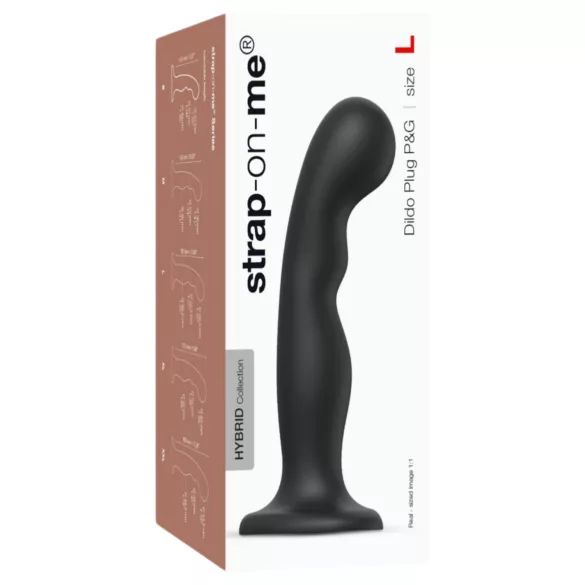 Strap-on-me - ukrivljen dildo z vakuumskim dnom - črna - L