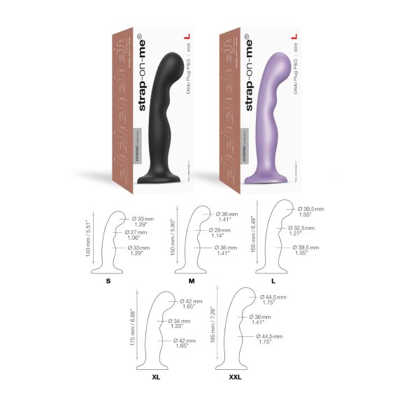 Strap-on-me - ukrivljen dildo z vakuumskim dnom - črna - L