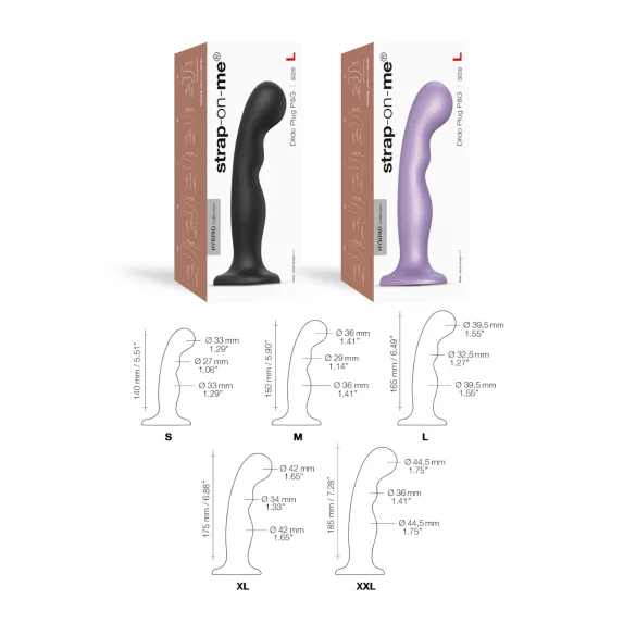 Strap-on-me - ukrivljen dildo z vakuumskim dnom - črna - L