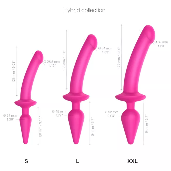 Strap-on-me Switch Semi-Realistic XXL - 2v1 dildo (rožnata)