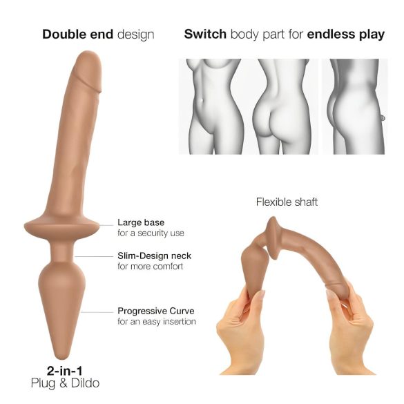 Strap-on-me Realistični S - 2v1 silikonski dildo (naravno)