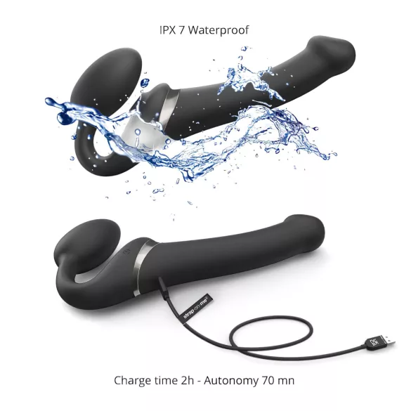 Strap-on-me S - strap-on vibratorski dildo - zračni valovi - črna