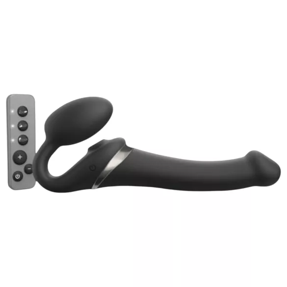 Strap-on-me - strap-on vibrator s pulznimi valovi - črna, velikost M