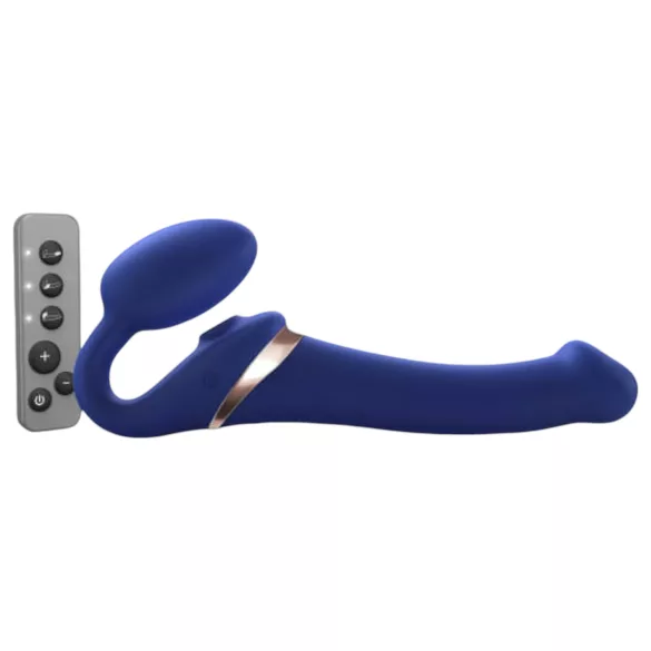 Strap-on-me - strap-on vibrator - zračni valovi - modra - velikost M