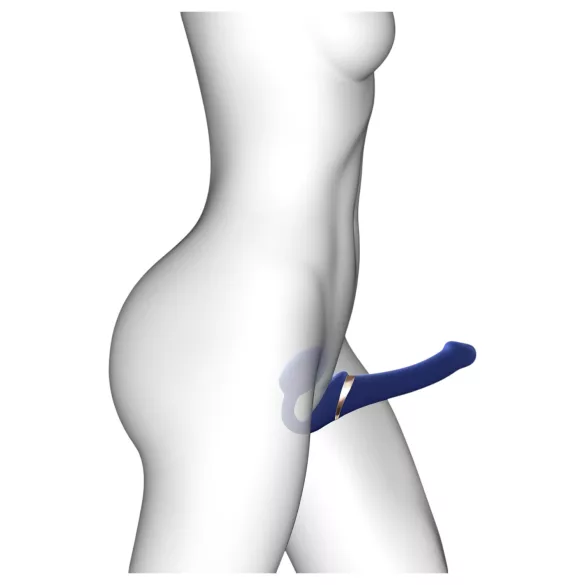 Strap-on-me - strap-on vibrator - zračni valovi - modra - velikost M
