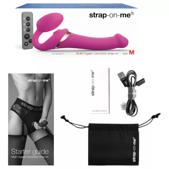 Strap-on-me M - pripenljivi, zračnovalovni vibrator (roza)